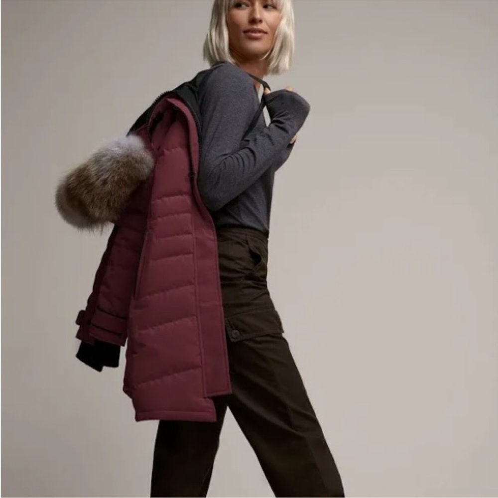 Canada Goose Burgundy Ski Jacket with Fur Trim